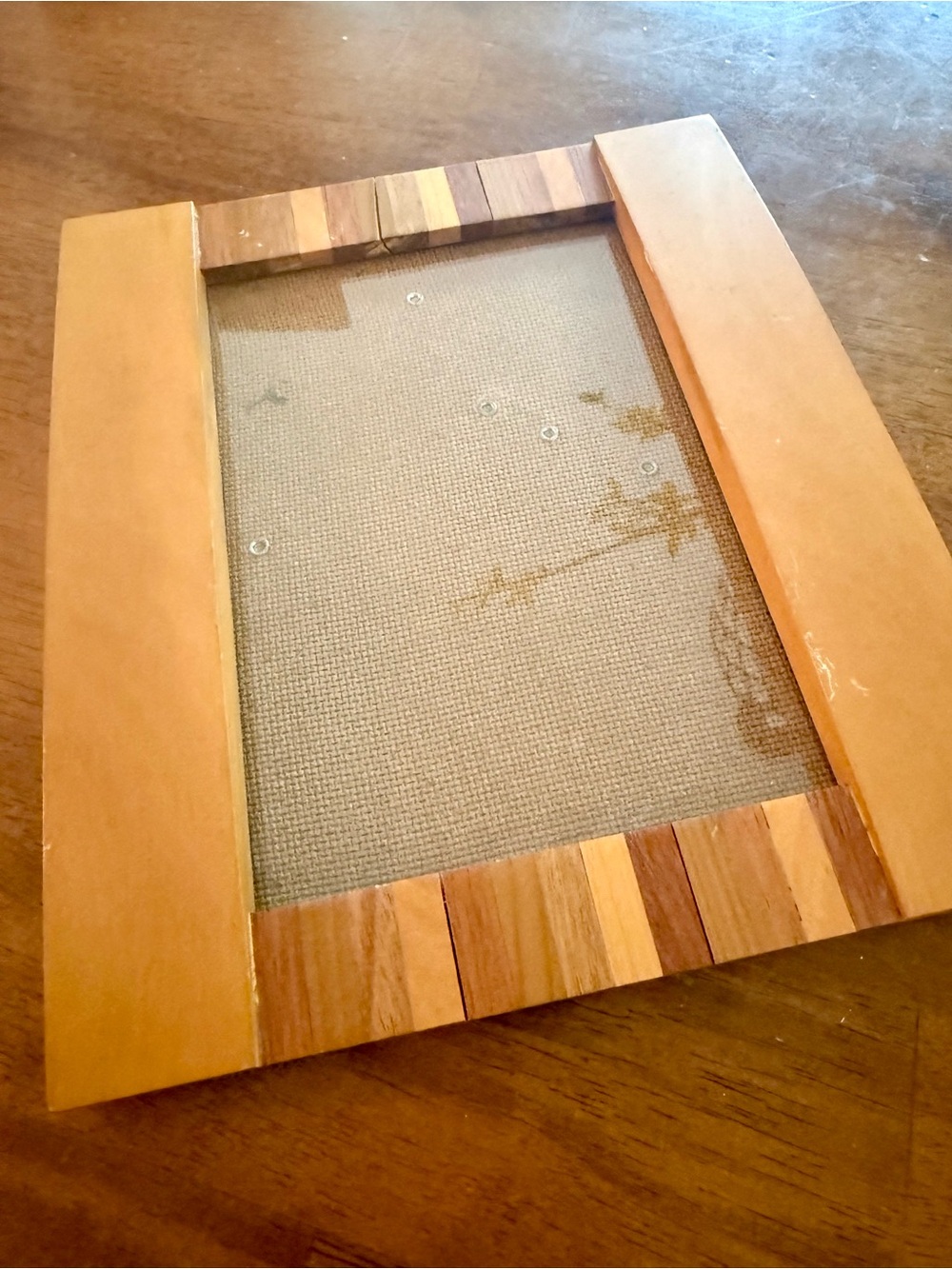 Vintage Marquetry Wood Inlay Frame 5x8 Thailand Teak Rosewood